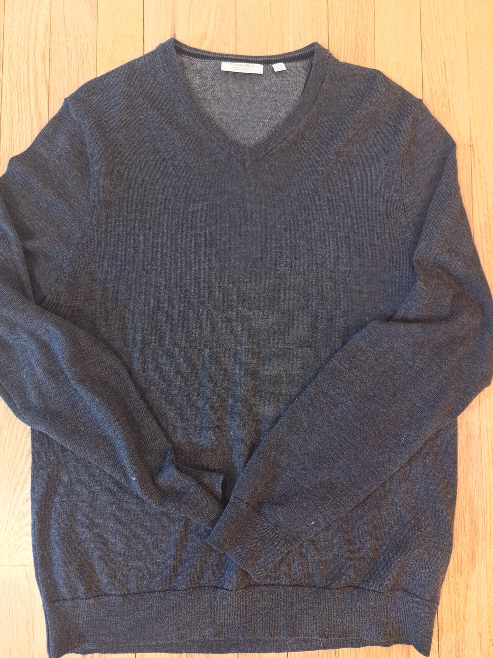 Calvin Klein Men's V-Neck Sweater in Dark Charcoal, M